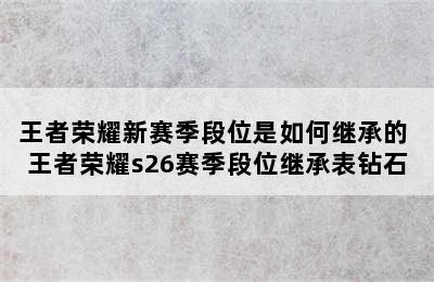 王者荣耀新赛季段位是如何继承的 王者荣耀s26赛季段位继承表钻石